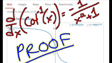Derivative of arccot(x) (or inverse cot(x) or arccotangent(x)) - Simple Intro and Proof