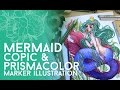 Full Marker Mermaid Illustration // Copic and Prismacolor Markers // Jacquelin deleon