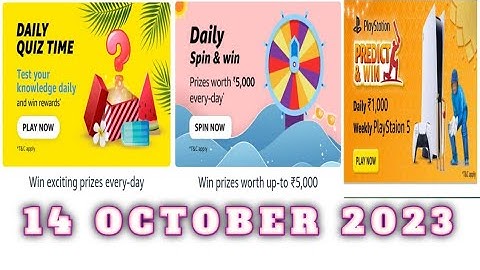Amazon All Quiz Answers Today |14 October 2023 | @dailyquiztime #amazonfunzon