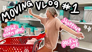 COLLEGE MOVING VLOG #1: PACKING, HUGE DORM HAUL, SHOPPING, + MORE *2022*