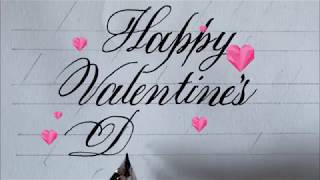 How to write Happy Valentine's Day in cursive writing || cursive handwriting like print