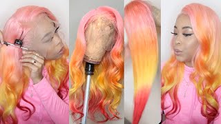 PERFECT WATER COLOR OMBRE IN MINUTES!! | PLUCKING, CUT LACE &amp; INSTALL FT CRANBERRY HAIR | WIGSBYESS