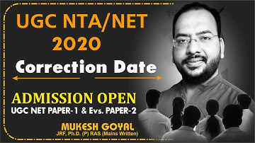 UGC/NTA NET|| Correction Date || Must Watch