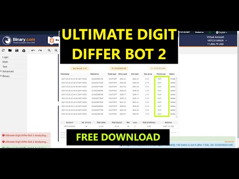 Ultimate Digit Differ Bot 2 | Free Download | Binary Bot | 100% Profitable