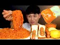 ASMR 매콤새콤 비빔면과 소세지 치즈돈까스 함박스테이크 먹방~ Spicy Bibimmyeon With Cheese Pork Cutlet Hamburger Steak MuKBang