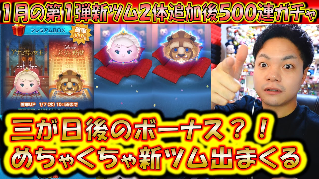 三が日セレボ後の新ツム性能高いのに出やすすぎる1月の第1弾新ツム2体追加後500連ガチャ確率検証！【こうへいさん】【ツムツム】