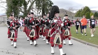 Inverness R.B.L. Pipe Band lead runners to start of the 2017 Inverness half marathon