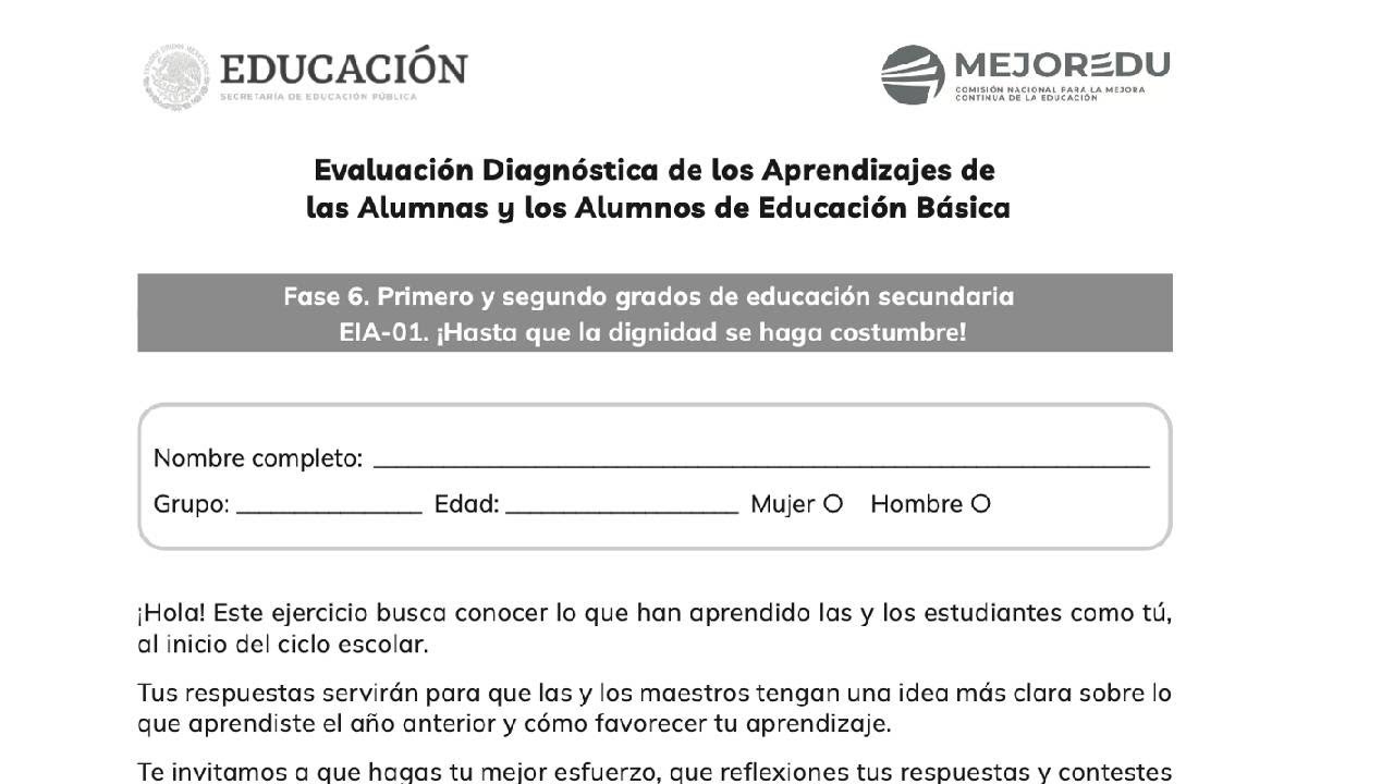 EXAMEN DIAGNÓSTICA MEJOREDU SEGUNDO DE SECUNDARIA 2024 EXAMEN 1 - YouTube