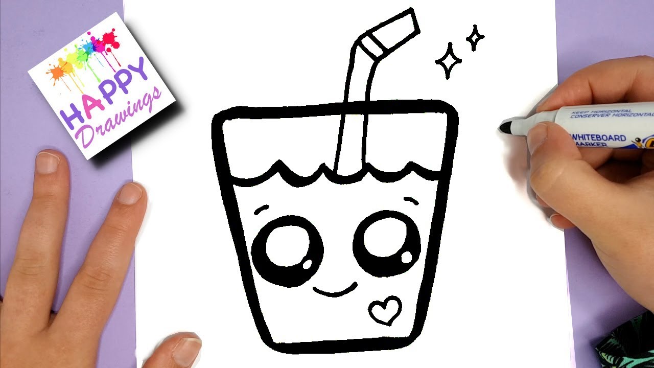 HOW TO DRAW A SUPER CUTE DRINK - KAWAII HAPPY DRAWINGS - YouTube