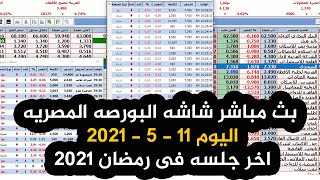 بث مباشر شاشه البورصه المصريه اليوم 11 - 5 -2021 اخر جلسه فى رمضان 2021 من قناه بنكاوى بورصاوى