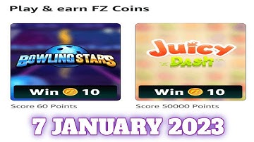 Amazon Play and Earn FZ Coins Quiz Answers Today|7 January 2023 | Daily Quiz Time
