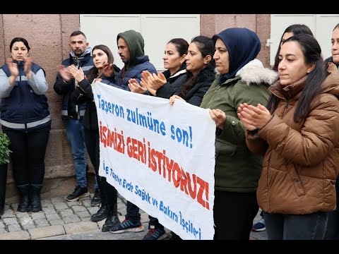 İşten çıkarılan işçiler İzmir Büyükşehir Belediyesi önünde yeniden eylemde