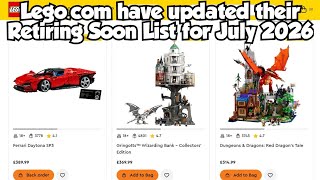 Lego's Official Retiring List for July 2026 on Lego.com