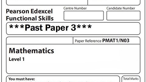 Functional Skills Maths L1 Past Paper 3 Pearson Edexcel