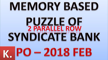 MEMORY BASED PUZZLE OF SYNDICATE BANK PO 2018 Two Parallel Row | CANARA | SBI