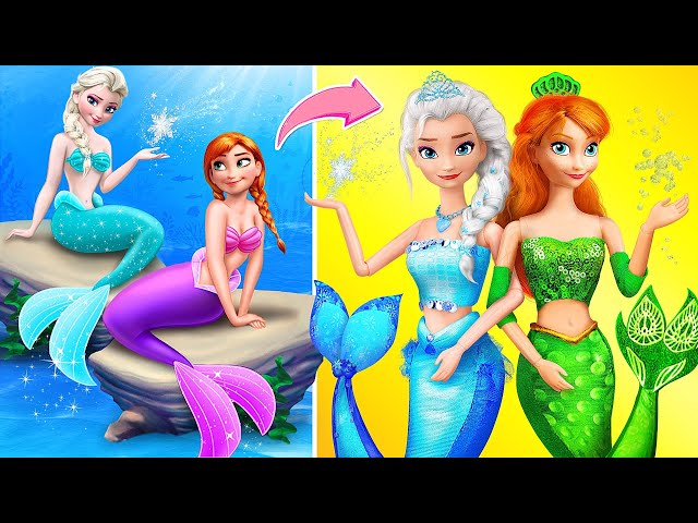 Elsa and Anna Become Mermaids / 30 Frozen DIYs class=