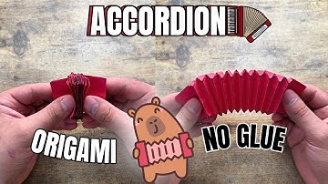 ORIGAMI ACCORDION EASY ORIGAMI FROM CHILDHOOD | DIY ORIGAMI WORKING ACCORDION PAPER TOY STEP BY STEP