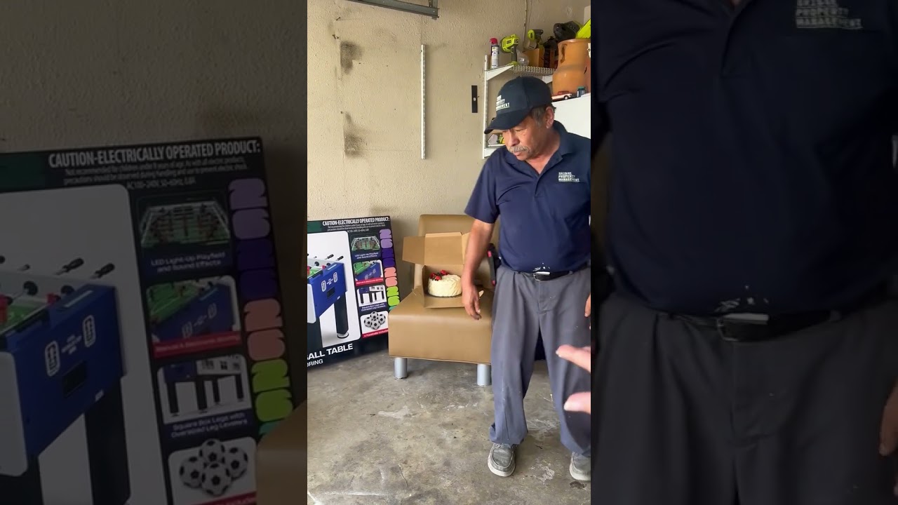 Father moved to tears after receiving long-awaited foosball table in Lewisville, Texas, USA