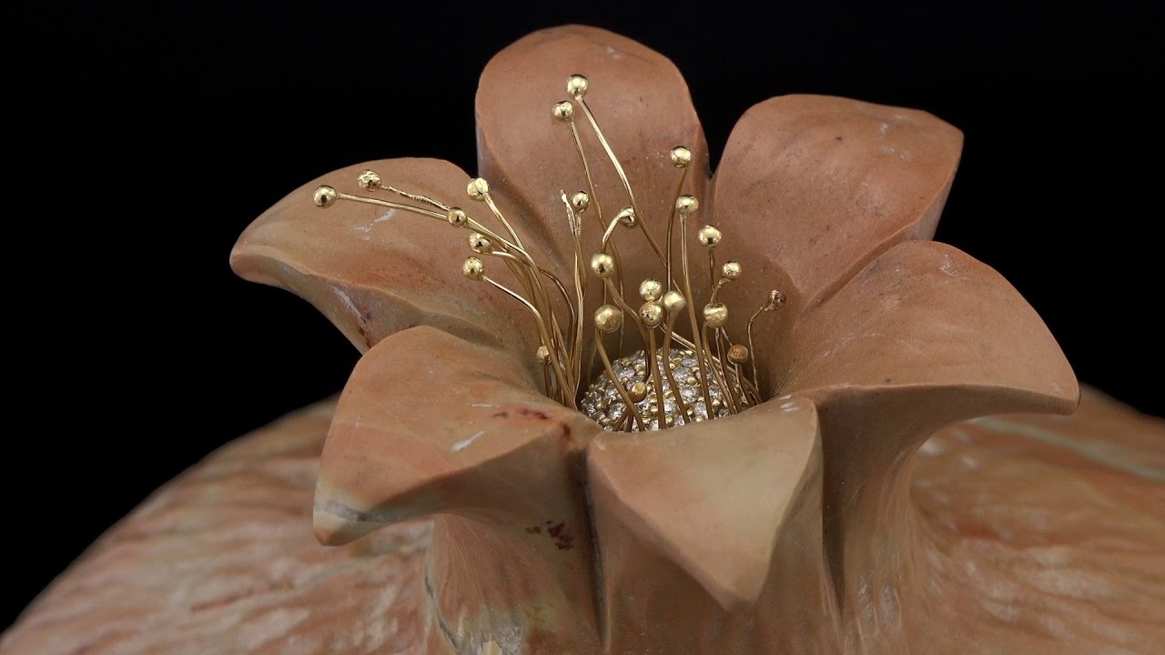 Jewish Gift Ideas. Jewish Symbols. Pomegranate With Jerusalem Stone, Diamonds And Rubies