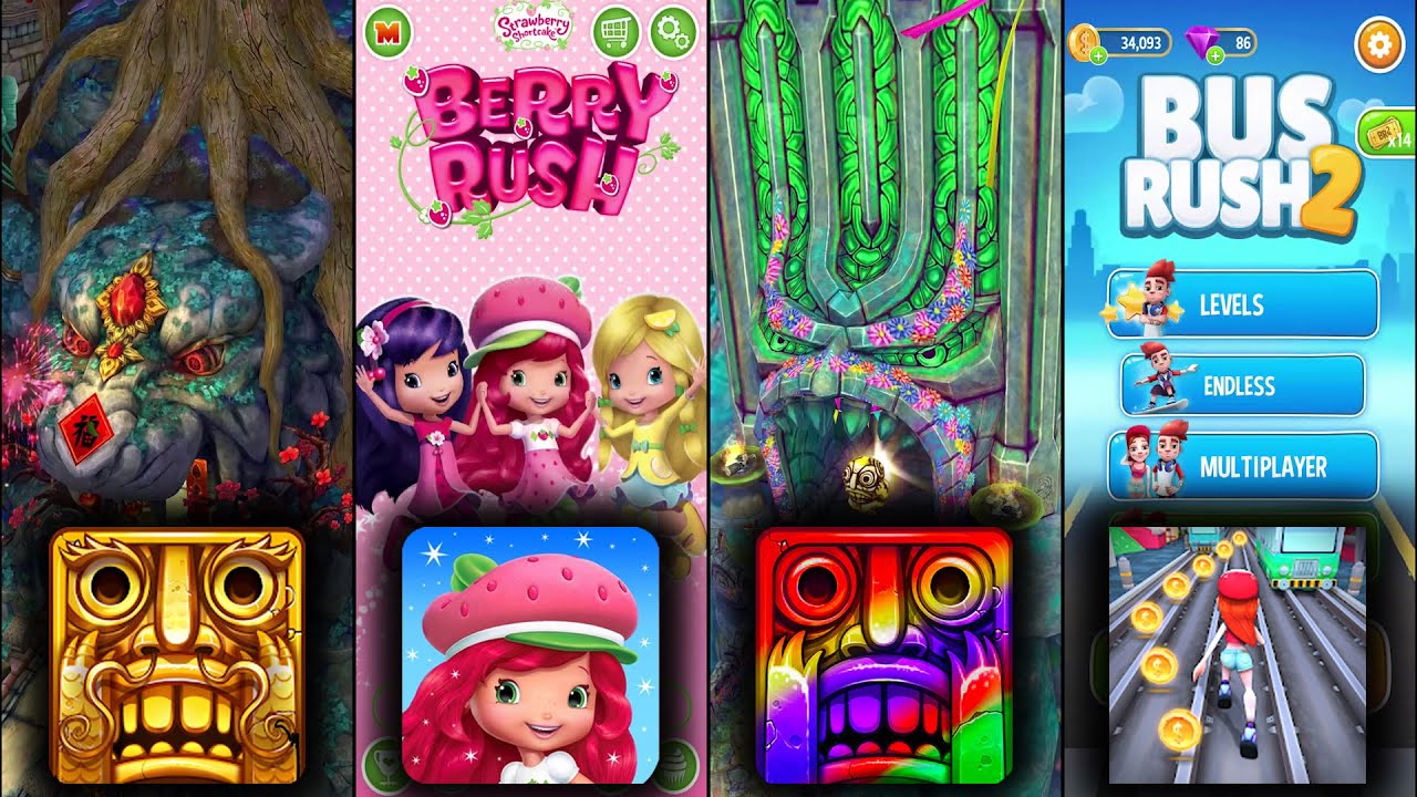 Temple Run 2: Фестиваль фонарей против Berry Rush против Temple Run 2: Фестиваль Холи против Bus ...