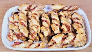 Puff pastry sticks with ham and cheese puff pastry snack with cooked ham & grated cheese by Der Kochsoap Kanal 1,528 views 1 year ago 3 minutes, 46 seconds