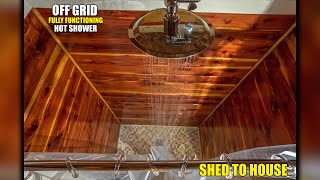 Off Grid HOT WATER SHOWER In A SHED TO HOUSE! From RAIN WATER!