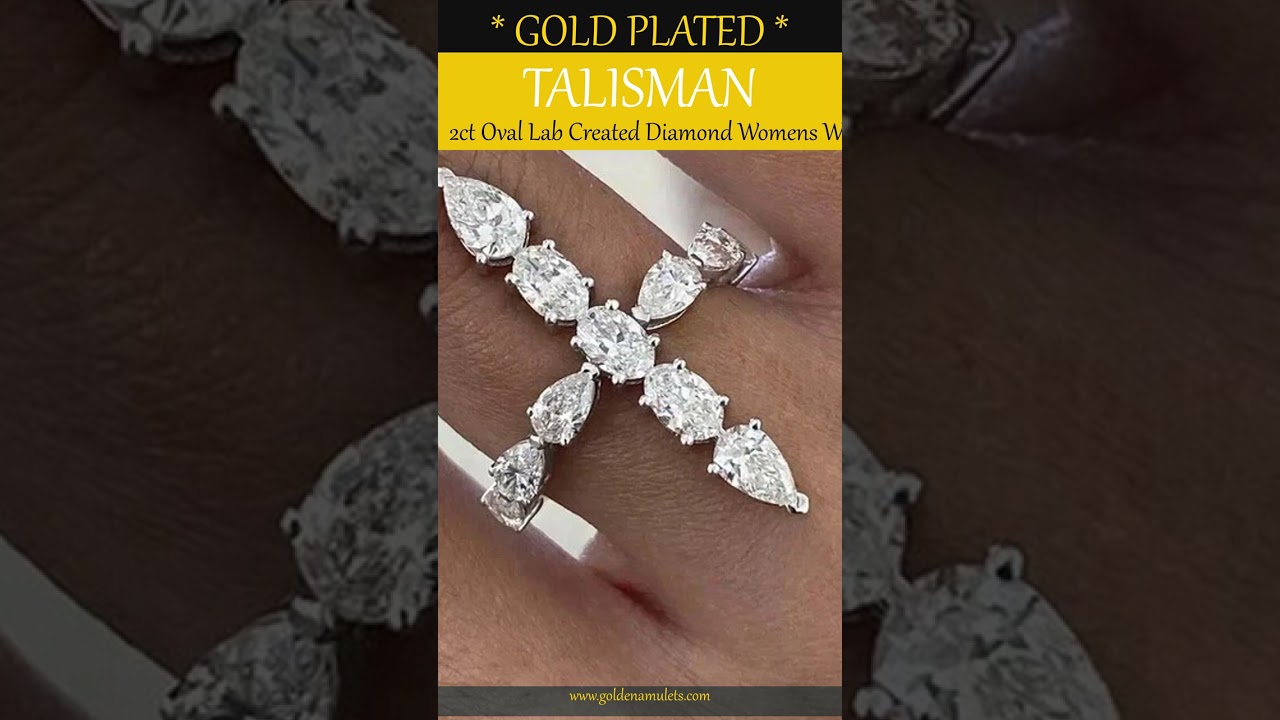 2ct Oval Lab Created Diamond Womens Wedding Cross Ring 14k White Gold Plated