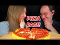 ASMR DEEP DISH PIZZA RACE MUKBANG (No Talking) EATING SOUNDS