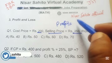 JST Math MCQs Preparation 2025 | Profit and Loss | IBA Sukkur STS Jobs | #ibasukkur #jst2025 #nisar