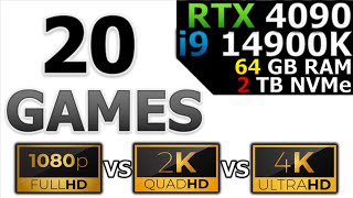 FPS Test in 20 Games | Full HD vs 2K vs 4K | RTX 4090 + i9 14900K + 64 GB DDR5 RAM + 2TB NVMe |