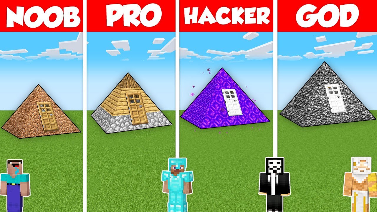 Triangular Pyramid Minecraft TRIANGLE PYRAMID HOUSE BUILD CHALLENGE - Minecraft Battle: NOOB vs PRO ...