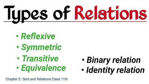 Types of relations | Reflexive Symmetric Transitive | sets and relations | chapter 5
