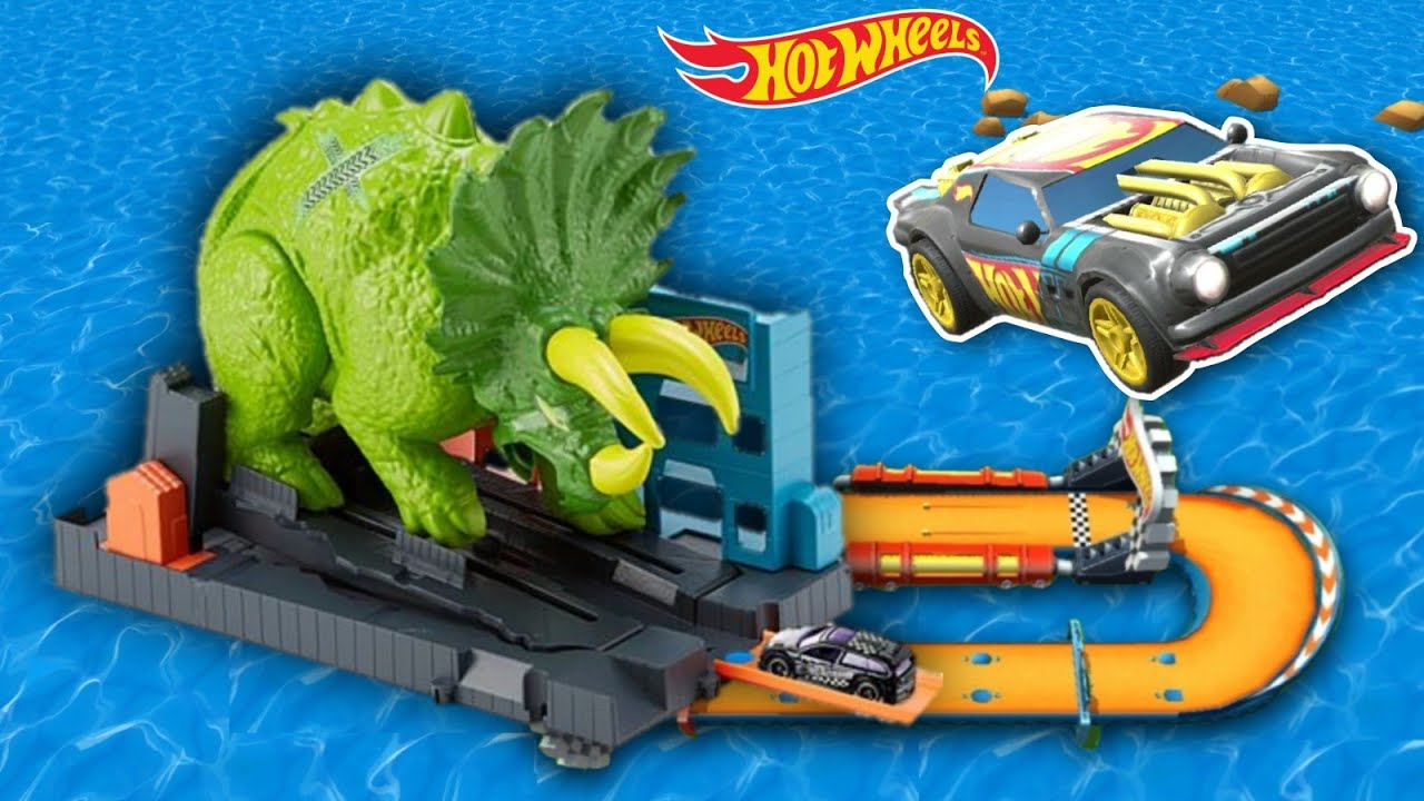 HOT WHEELS UNLIMITED NIGHT SHIFTER CAR RACE IN DINO CRASH TRACK