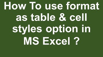 How To use format as table & cell styles option in MS Excel? Urdu /Hindi