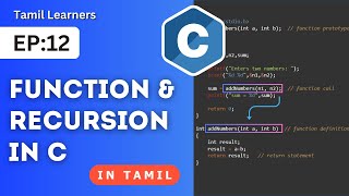 How to write functions (and Recursion) in C | Simply explained in Tamil
