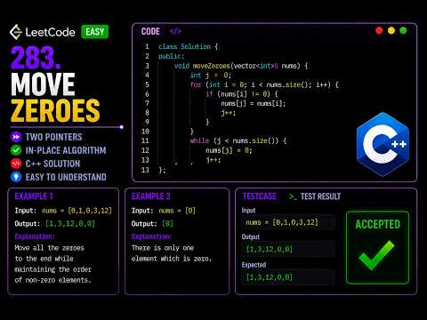 Move Zeroes | LeetCode 283 Explained in C++ 🚀 | Two Pointer Approach | Easy Array Problem
