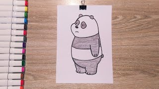 رسم باندا/رسم باندا من كرتون الدببة الثلاثة/كيف ترسم الدب باندا خطوة بخطوة/رسم سهل