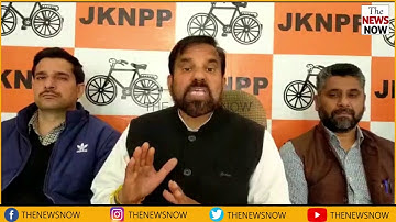 JKNPP leader Harsh Dev Singh addressing a press conference in Jammu.