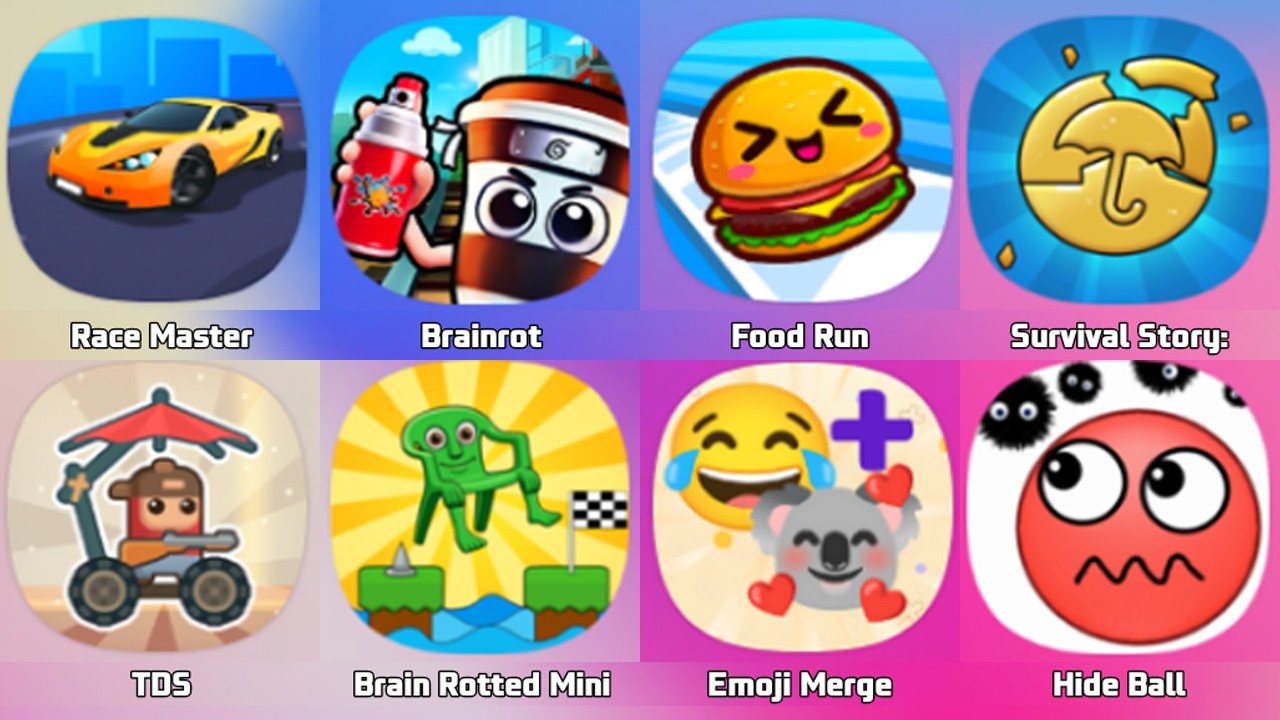 Race Master, Brainrot Runner, Subway Rush, Food Run, Tower Destiny Survive, Survival Story