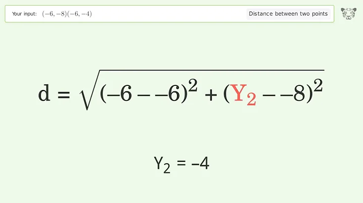 Find the distance between two points p1 (-6,-8) and p2 (-6,-4): Step-by-Step Video Solution