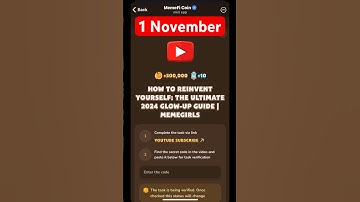 MemeFi YouTube video code today 1 November | MemeFi YouTube video secret code today | #crypto
