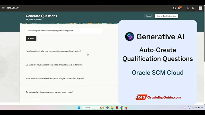 Using Generative AI (GenAI) to Automatically Create Qualification Questions: Oracle Fusion SCM Cloud