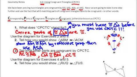 lesson 4-4 Using Congruent Triangles :  CPCTC