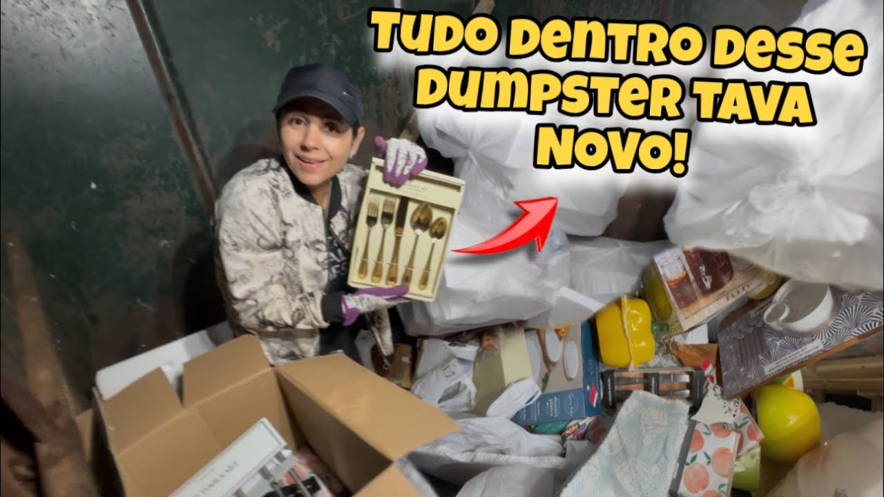 Lixo das lojas! Tudo dentro desse dumpster tava novo!