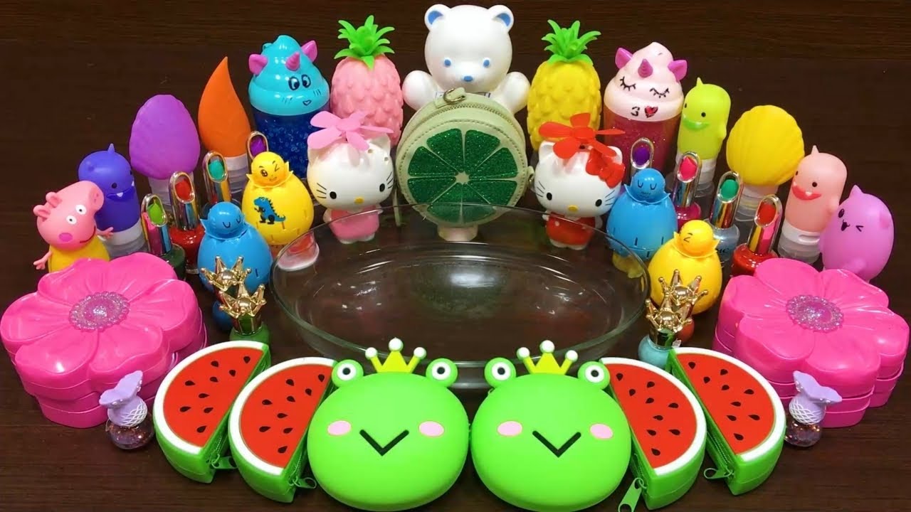 LIVE: Slime Mixing Rainbow Glossy Slime – Makeup, Clay, Beads & Charms 