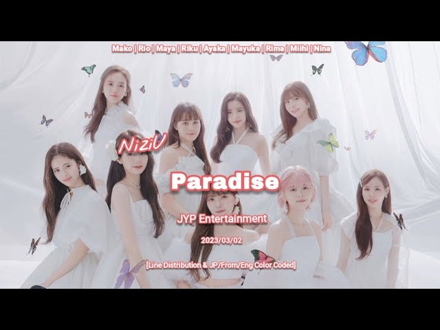 NiziU(니쥬)「Paradise」[Line Distribution & JP/Rom/Eng Color Coded