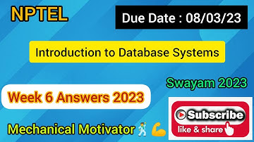 Introduction to Database Systems | Week 6 Quiz | Assignment 6 Solution | NPTEL | SWAYAM 2023