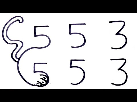 [Hindi] How to draw Tiger from 553 number step by step Easy Drawing for kids