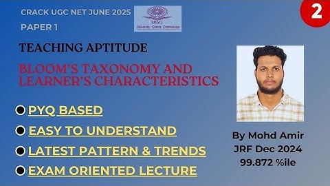 Teaching Aptitude Lecture 2 Learners Characteristics, Bloom