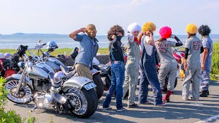 Harley Davidson Touring ハーレー女子とアフロかぶって太平洋ロングビーチへハーレーブレイクアウト伊良湖岬ツーリング